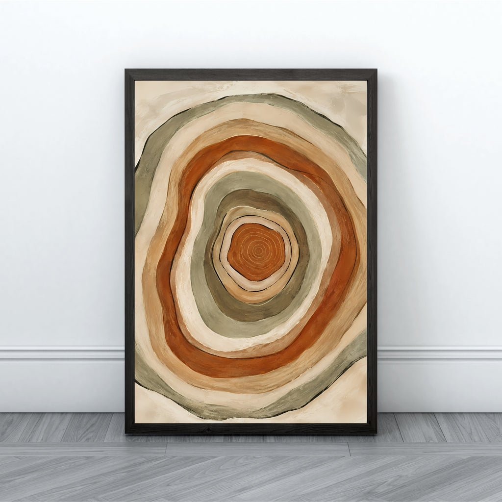Abstract Organic Rings Wall Art | Neutral Textured Canvas Print