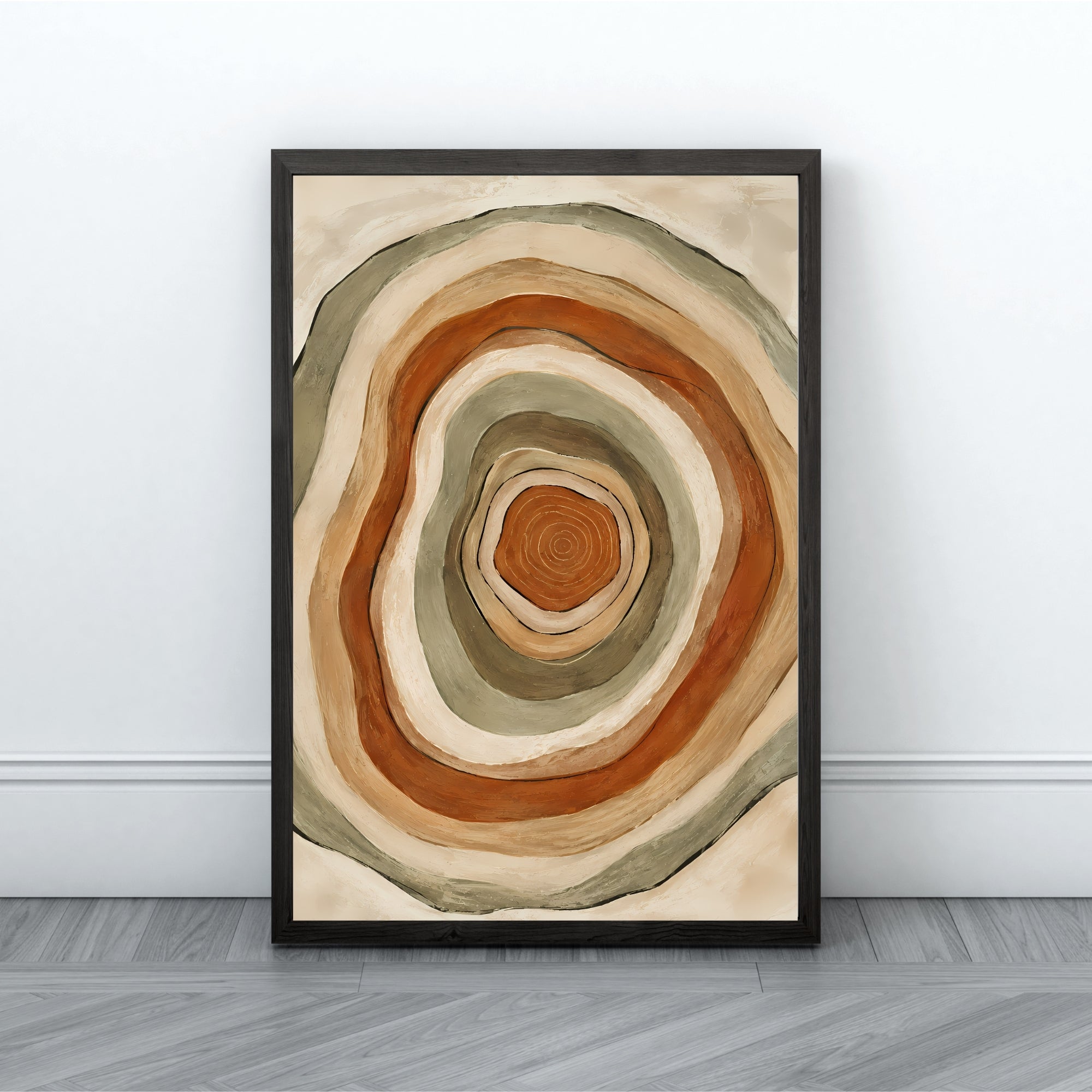 Abstract Organic Rings Wall Art | Neutral Textured Canvas Print