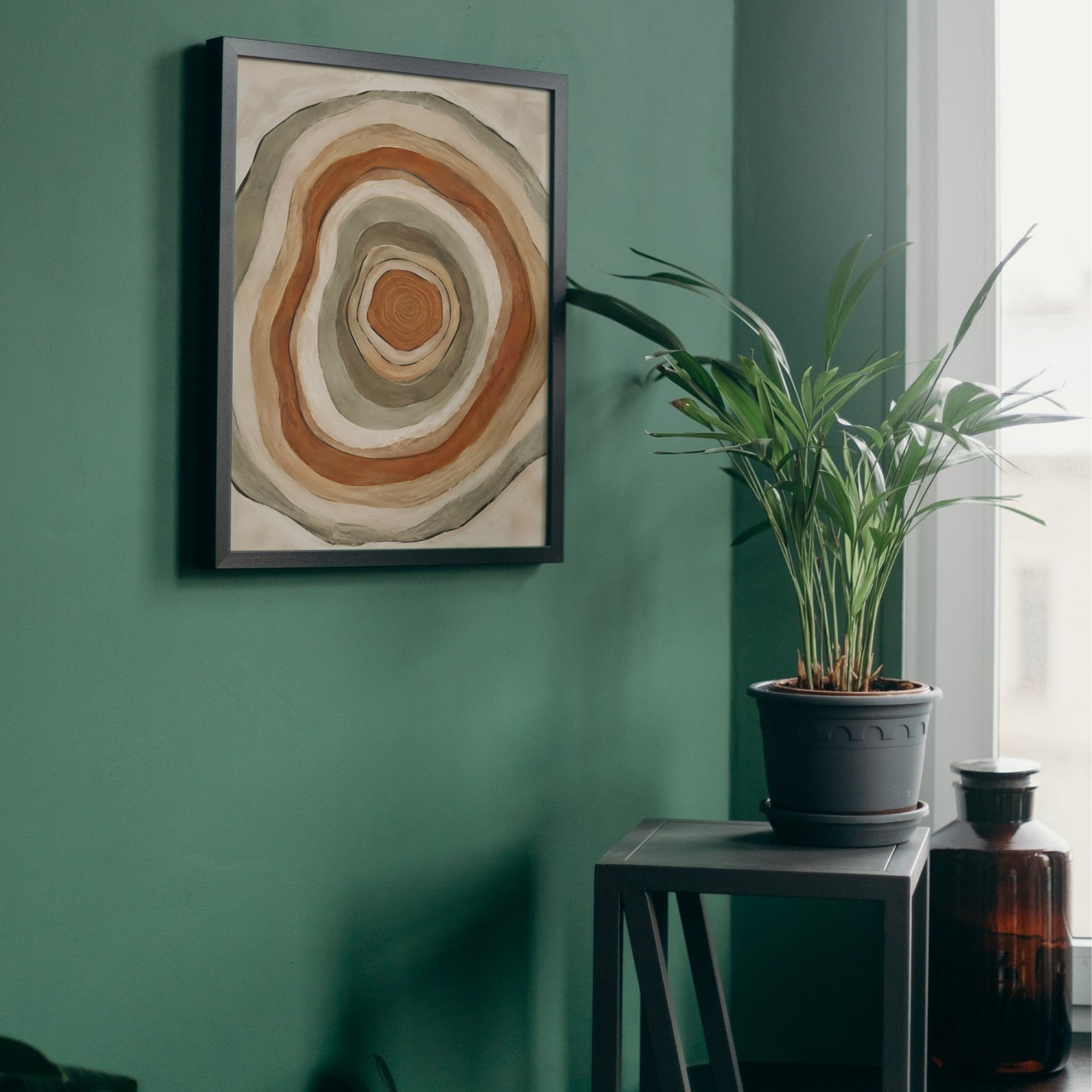 Abstract Organic Rings Wall Art | Neutral Textured Canvas Print