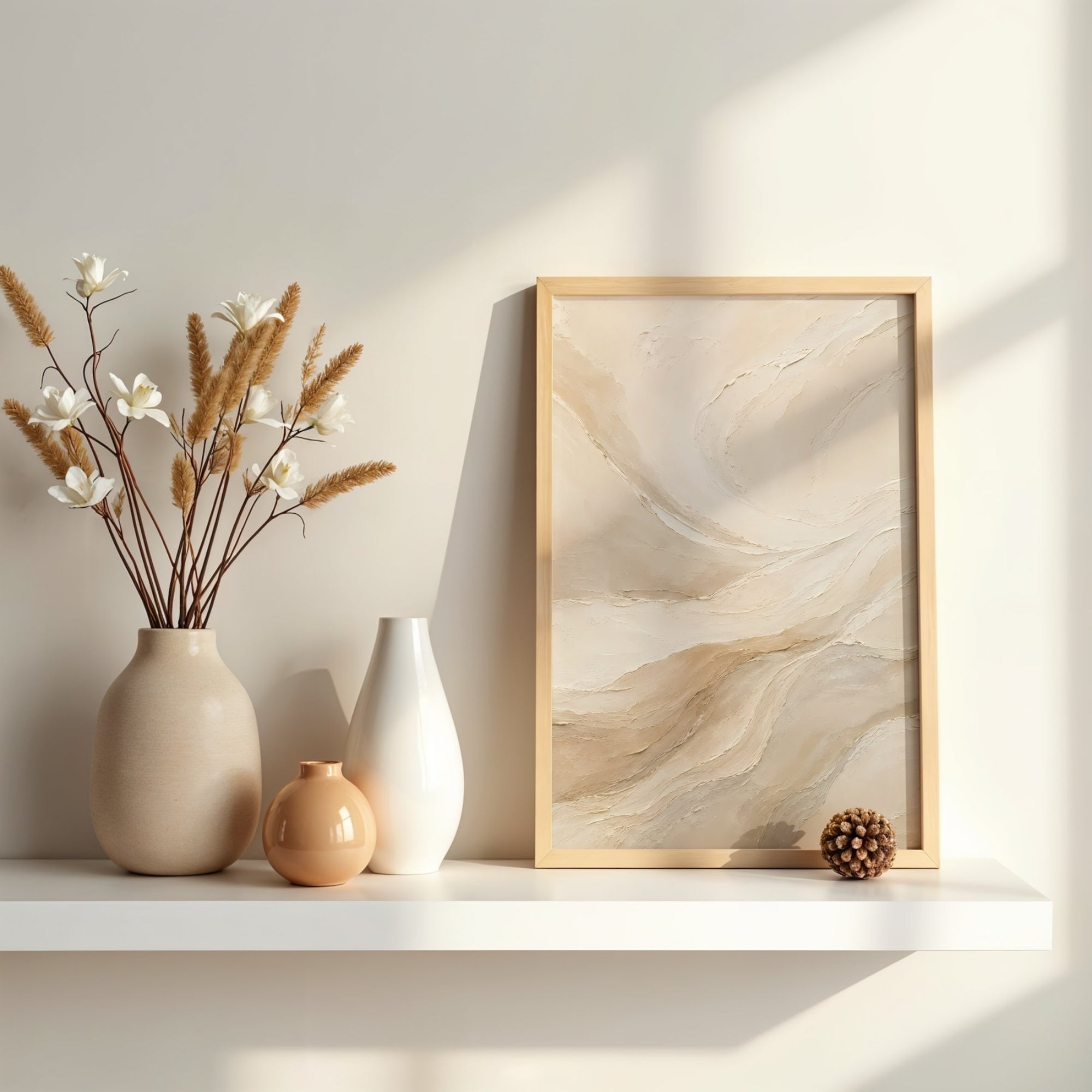Neutral Abstract Textured Wall Art | Modern Minimalist Canvas Print
