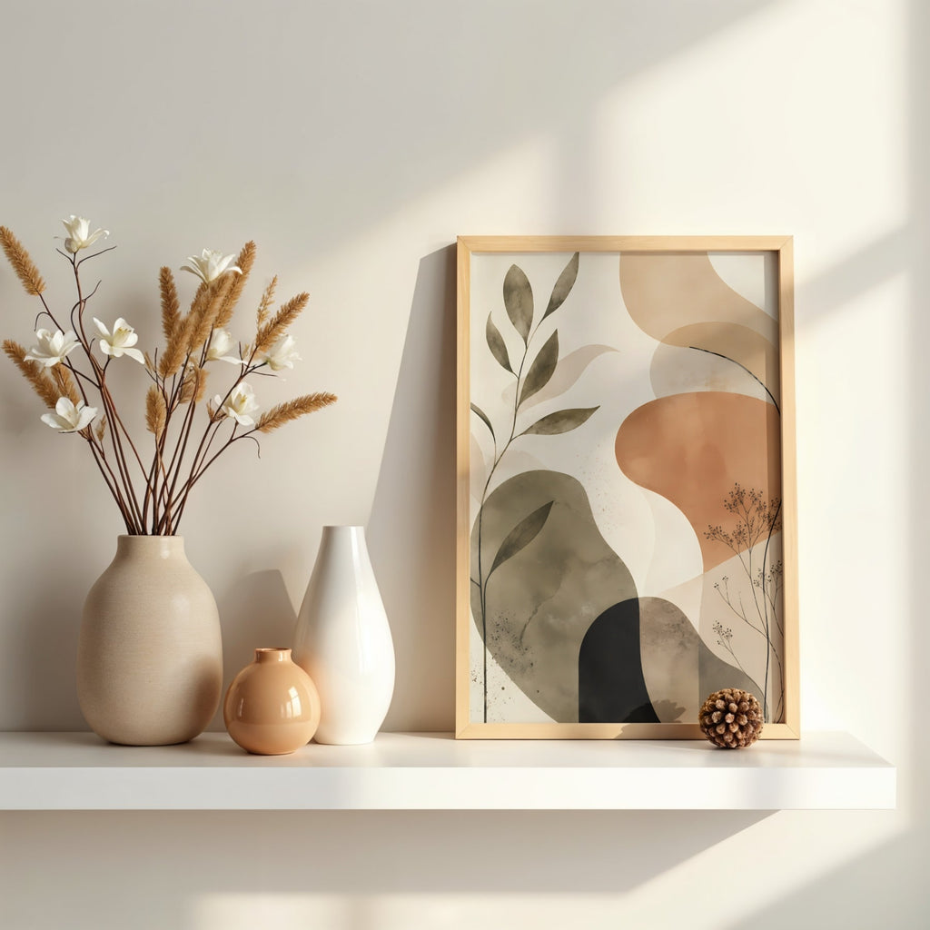 Botanical Abstract Wall Art | Earth Tone Modern Canvas Print