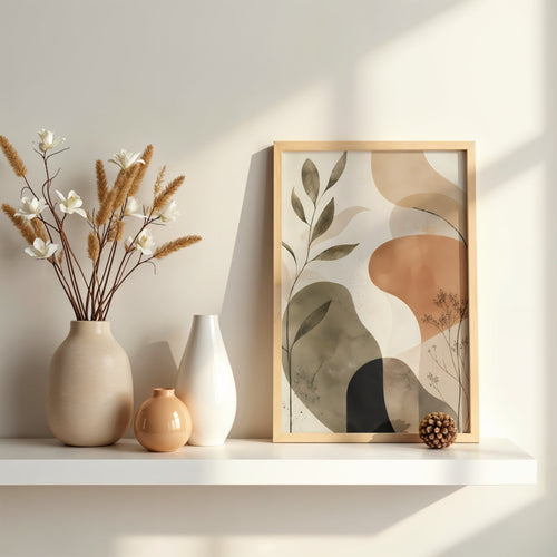 Botanical Abstract Wall Art | Earth Tone Modern Canvas Print