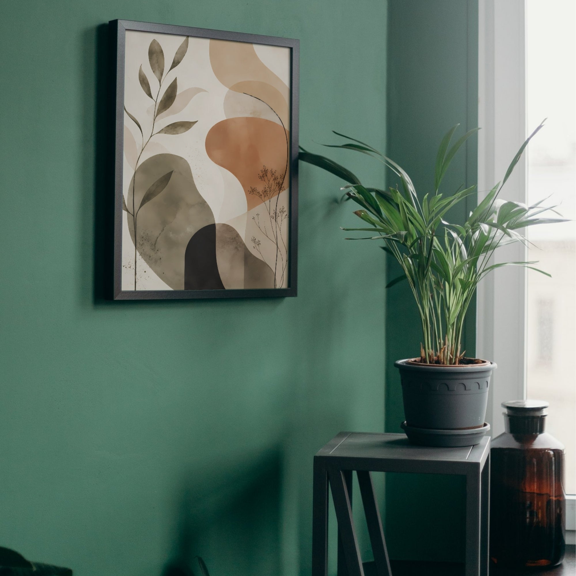 Botanical Abstract Wall Art | Earth Tone Modern Canvas Print
