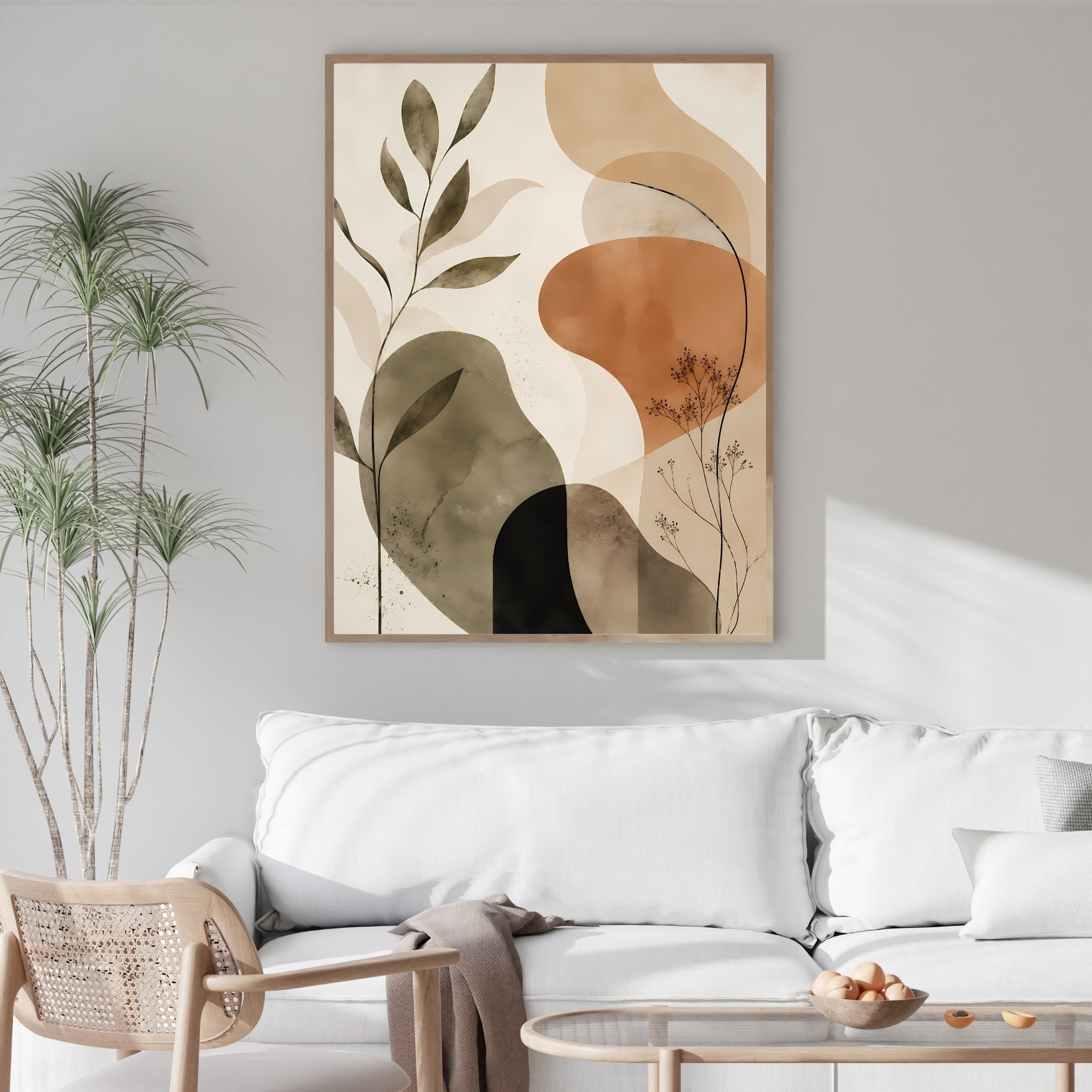 Botanical Abstract Wall Art | Earth Tone Modern Canvas Print