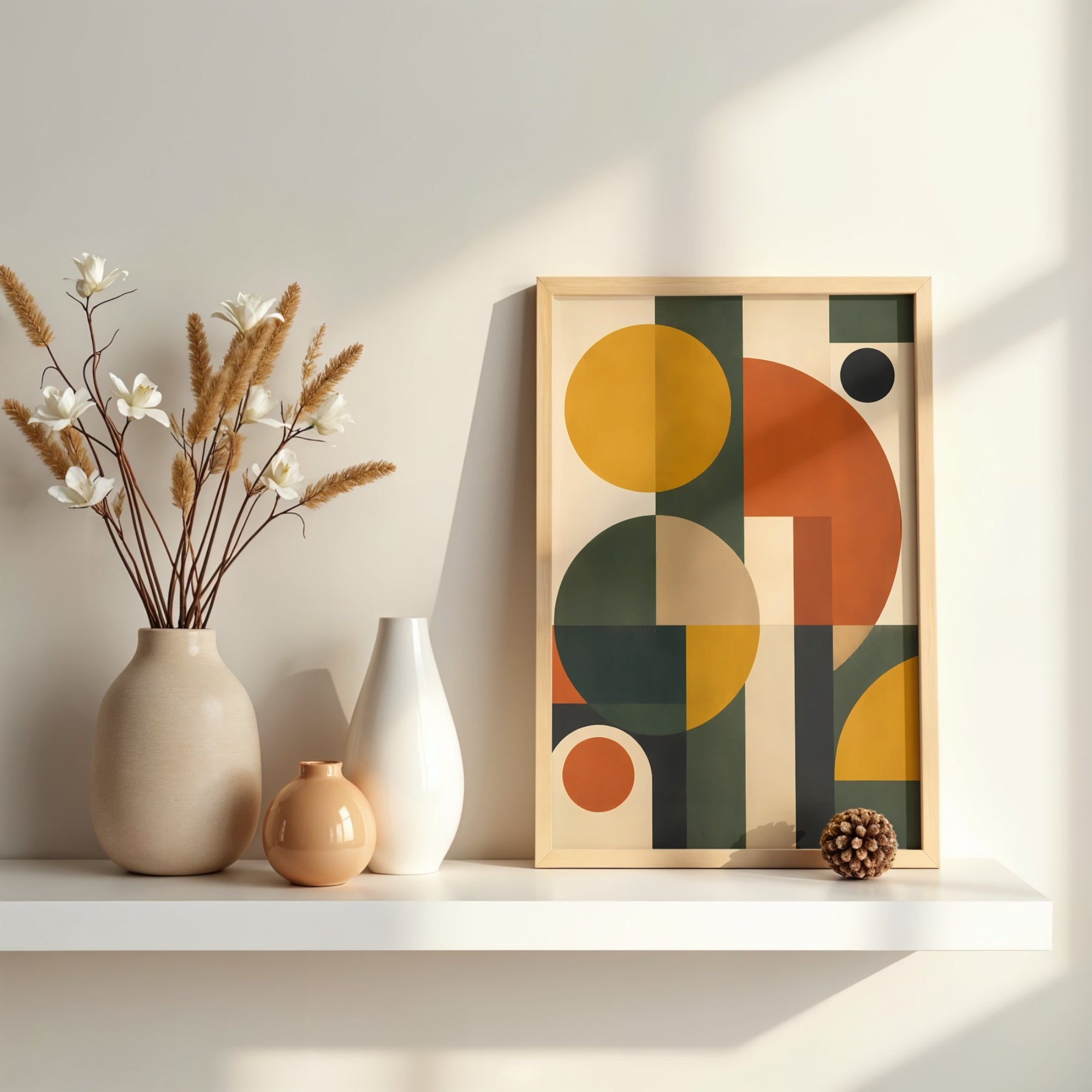 Geometric Abstract Wall Art | Warm Neutral Modern Canvas Print