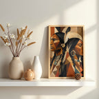 Geometric Portrait Wall Art | Earth Tone Contemporary Canvas Print