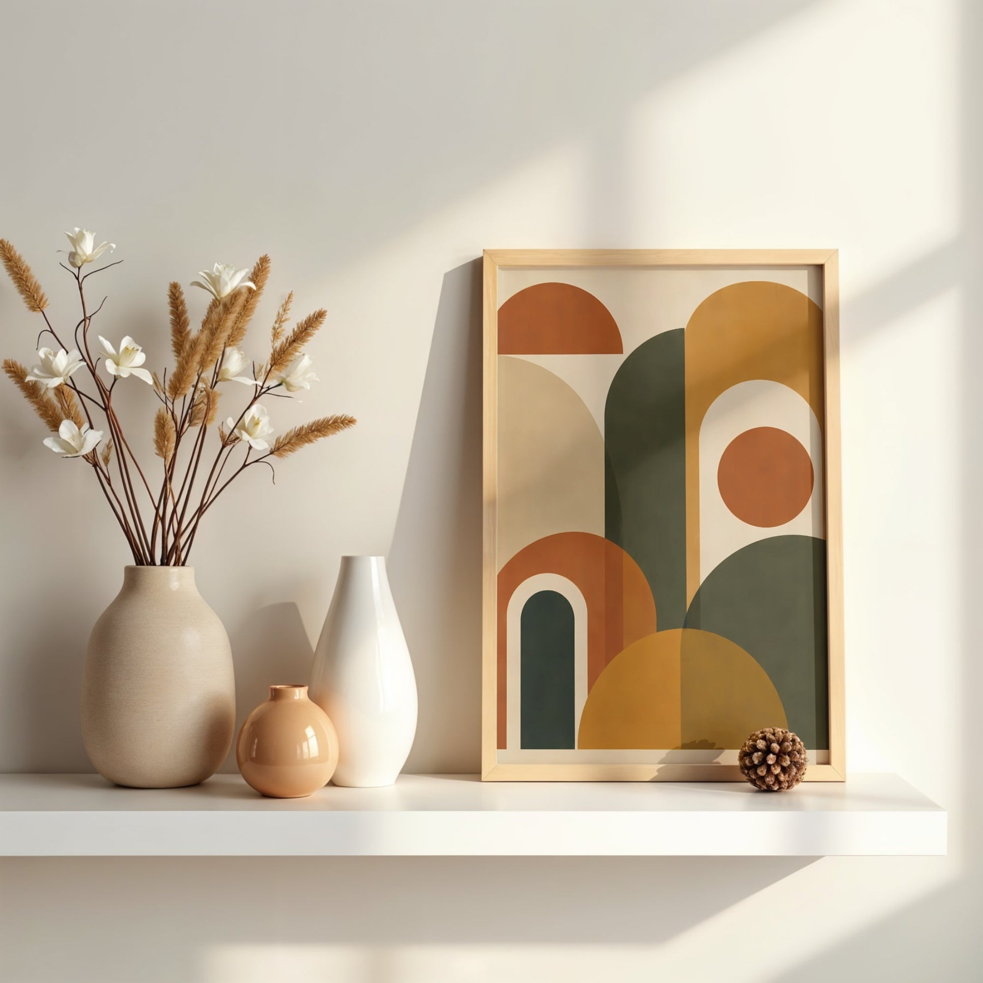 Mid-Century Modern Abstract Wall Art | Geometric Canvas Print