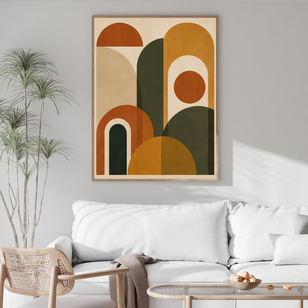 Mid-Century Modern Abstract Wall Art | Geometric Canvas Print