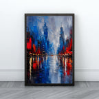 Rainy Cityscape Wall Art | Abstract Urban Canvas Print