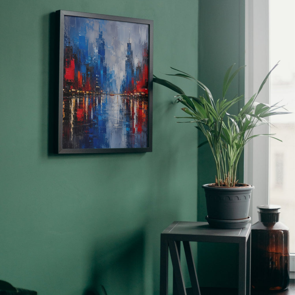 Rainy Cityscape Wall Art | Abstract Urban Canvas Print