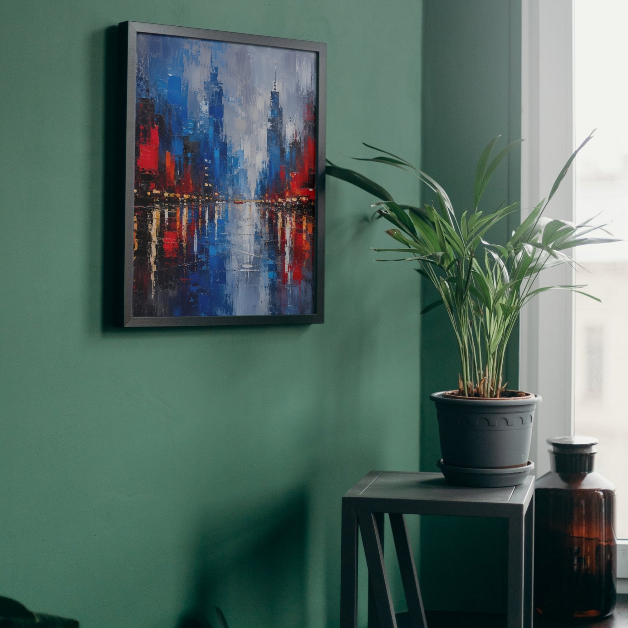 Rainy Cityscape Wall Art | Abstract Urban Canvas Print