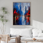 Rainy Cityscape Wall Art | Abstract Urban Canvas Print