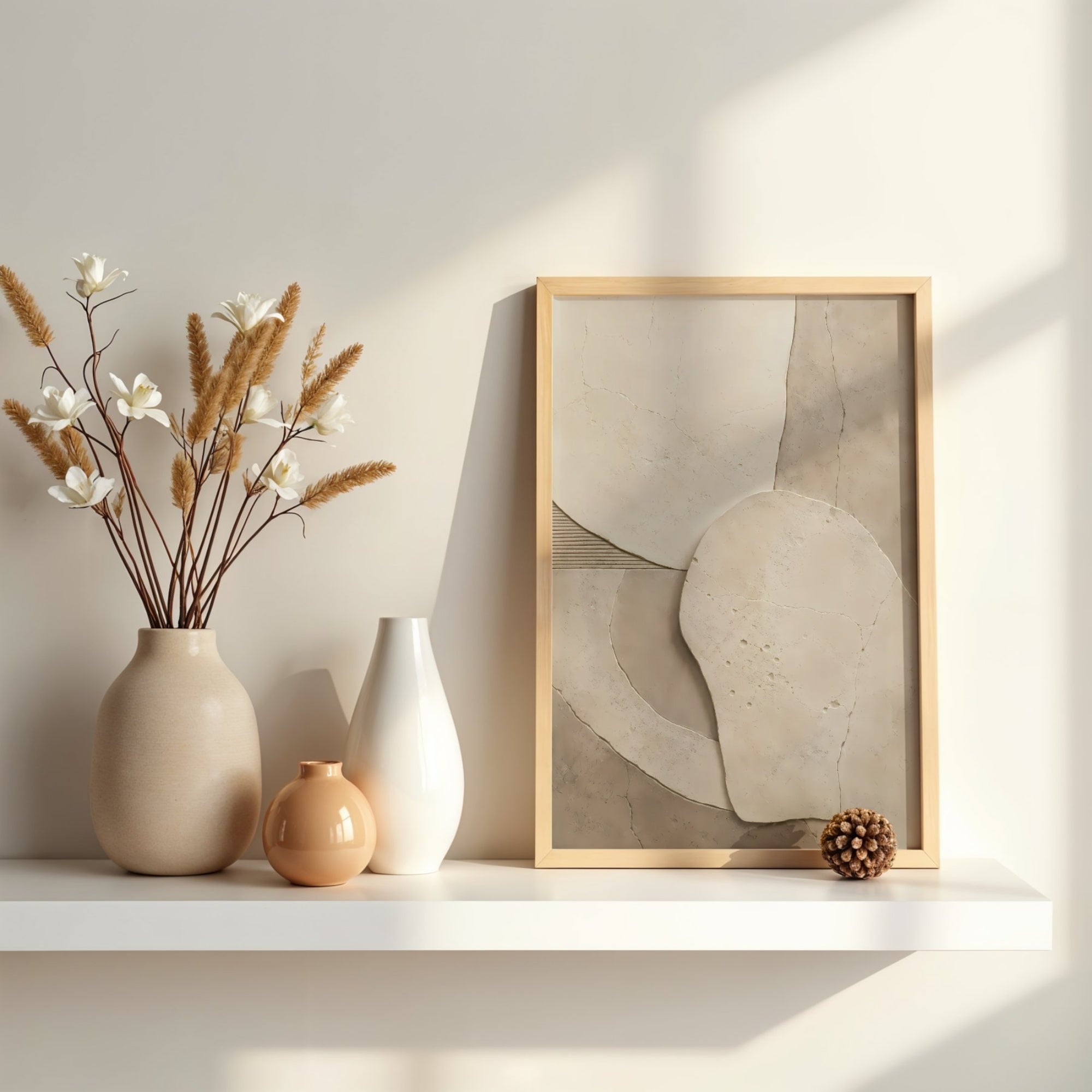 Stone Texture Abstract Wall Art | Neutral Modern Canvas Decor