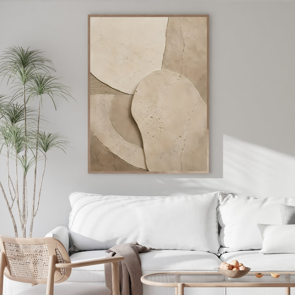Stone Texture Abstract Wall Art | Neutral Modern Canvas Decor