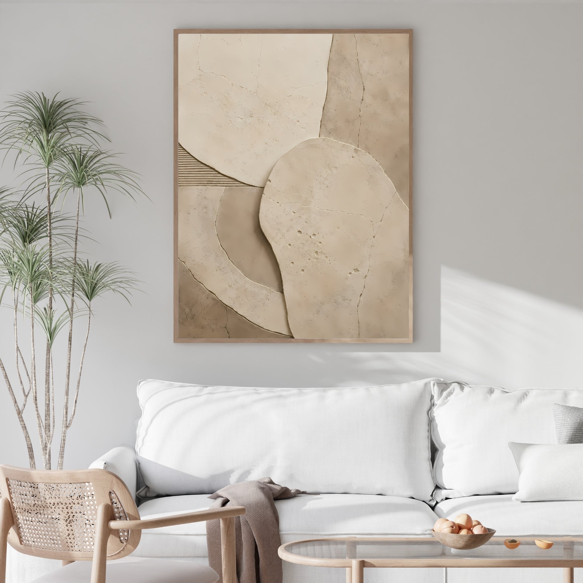 Stone Texture Abstract Wall Art | Neutral Modern Canvas Decor
