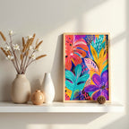Tropical Abstract Floral Wall Art | Colorful Modern Canvas Print