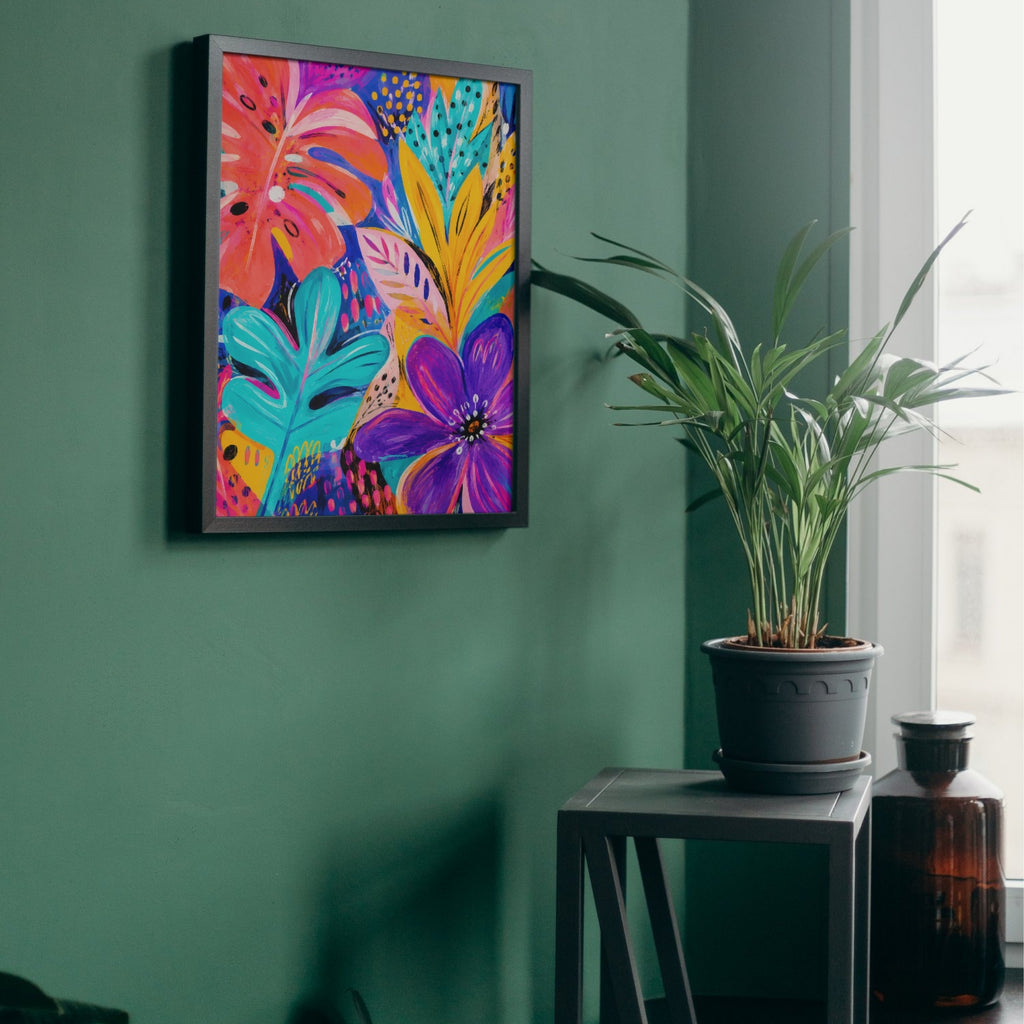 Tropical Abstract Floral Wall Art | Colorful Modern Canvas Print