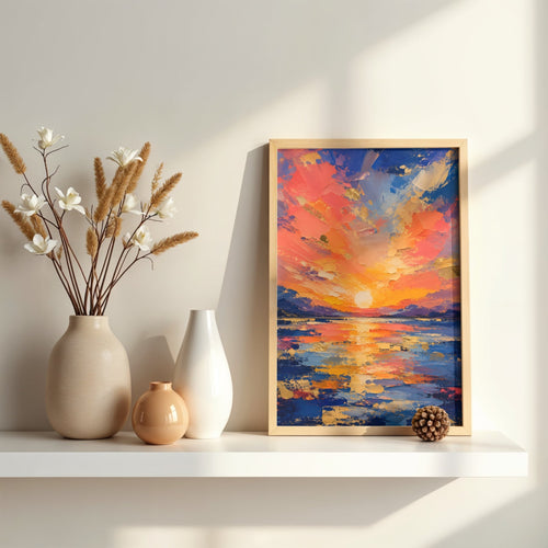 Abstract Sunrise Wall Art | Vibrant Coastal Canvas Print