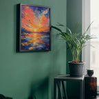Abstract Sunrise Wall Art | Vibrant Coastal Canvas Print