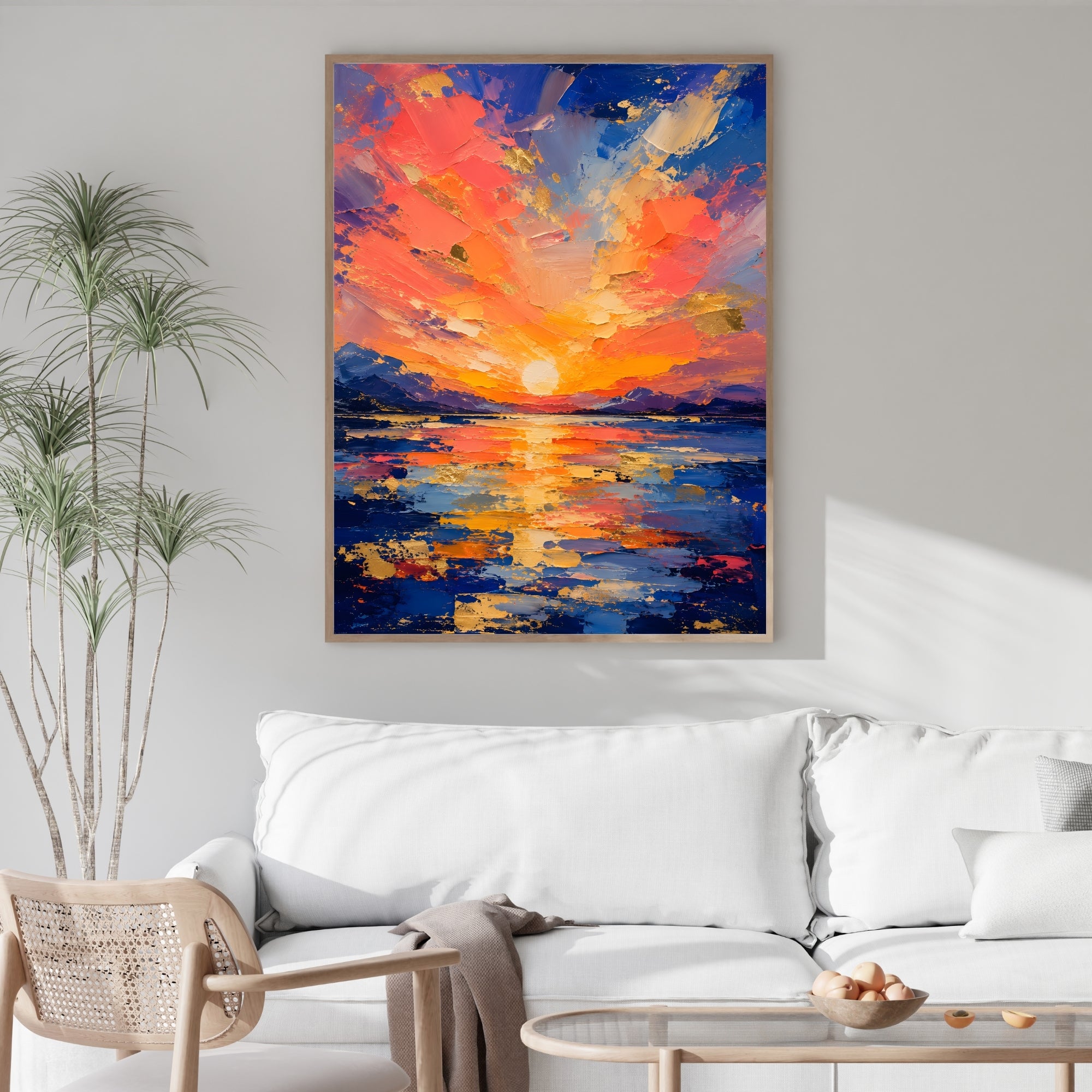 Abstract Sunrise Wall Art | Vibrant Coastal Canvas Print