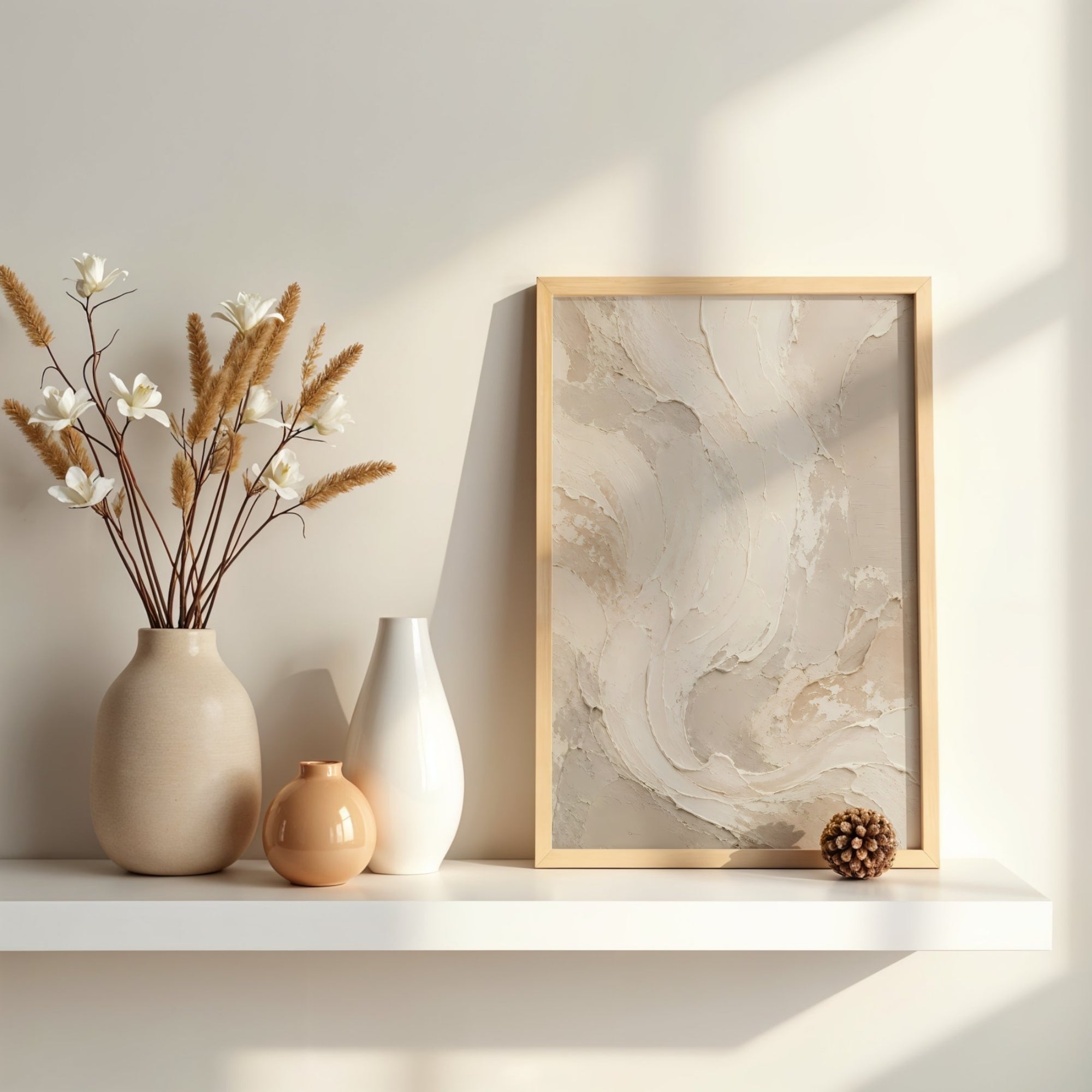 Neutral Abstract Wall Art | Modern Textured Canvas Decor