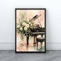 Piano Wall Art | Elegant Floral Music Canvas Print