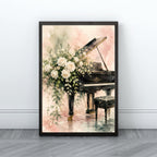Piano Wall Art | Elegant Floral Music Canvas Print