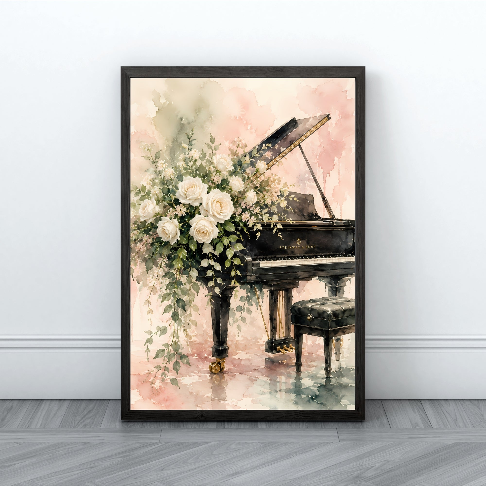 Piano Wall Art | Elegant Floral Music Canvas Print