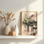 Piano Wall Art | Elegant Floral Music Canvas Print