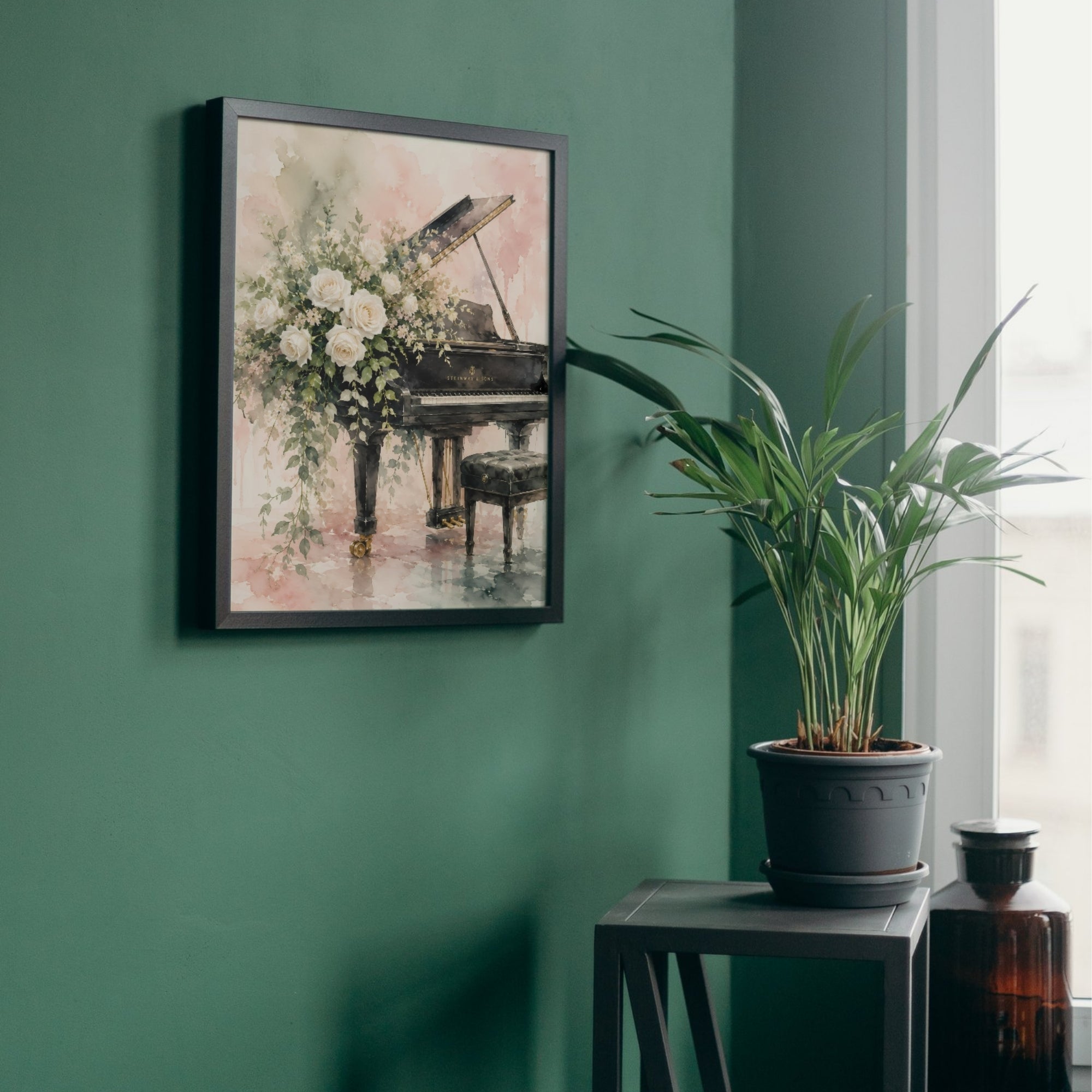 Piano Wall Art | Elegant Floral Music Canvas Print