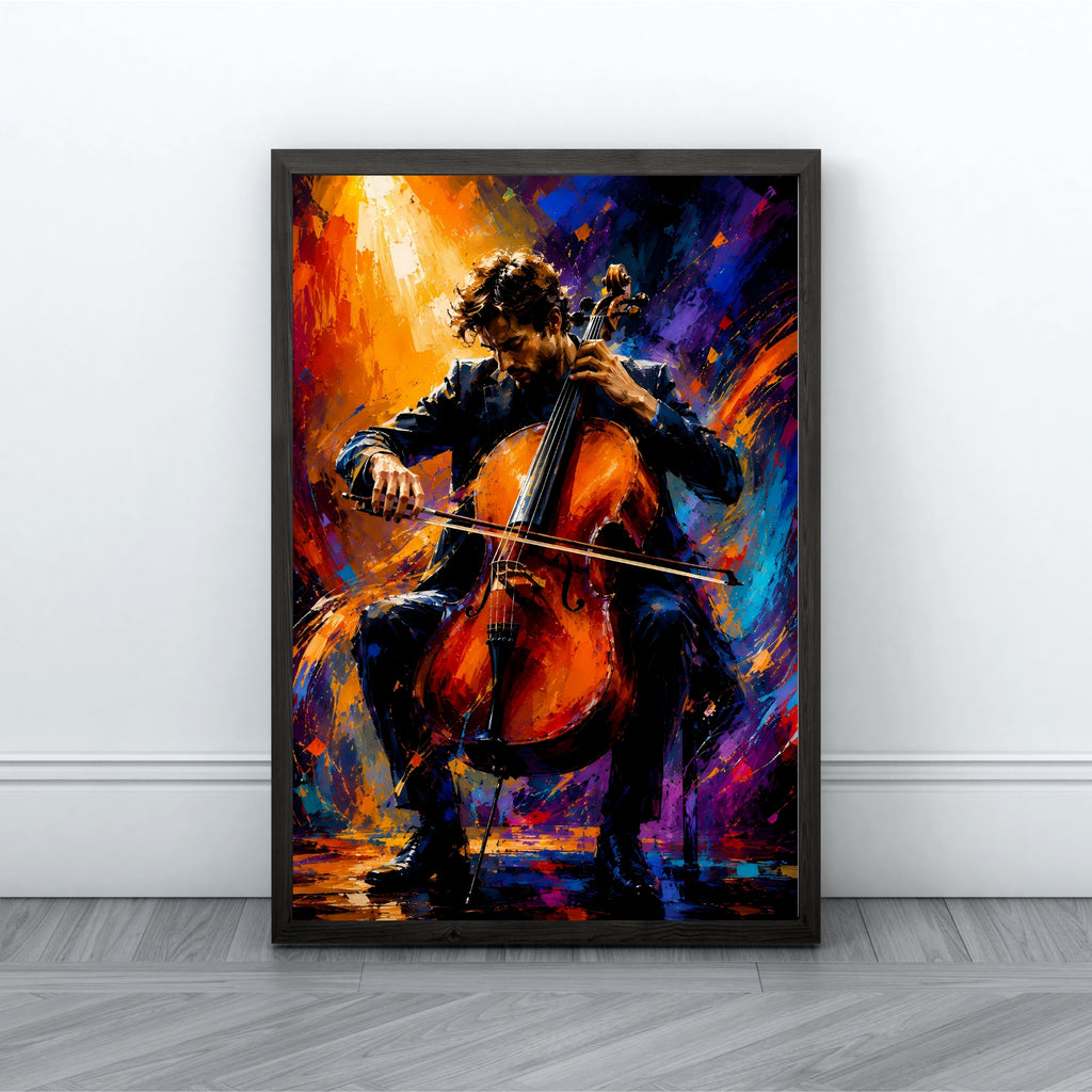 Cello Wall Art | Colorful Musician Canvas Print
