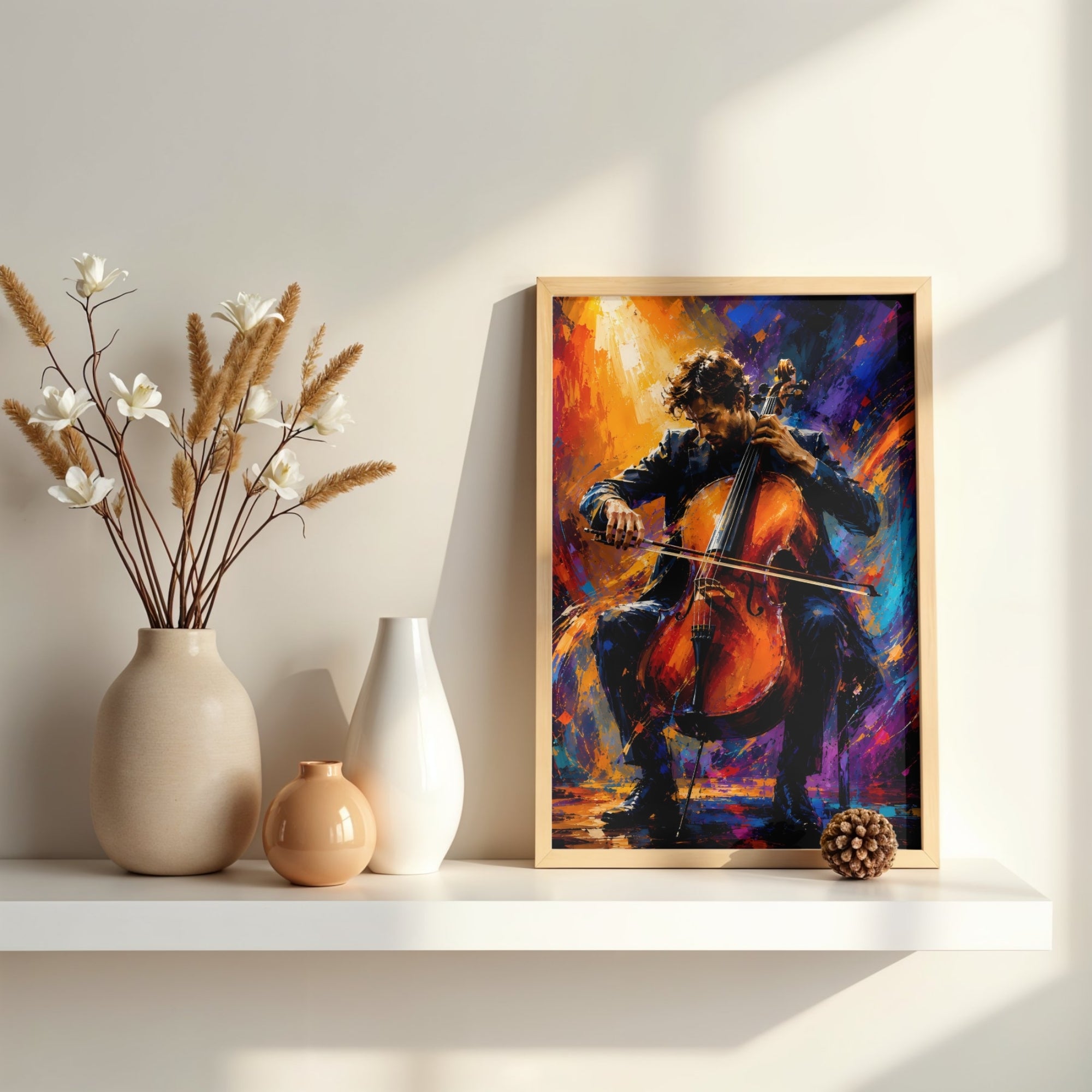Cello Wall Art | Colorful Musician Canvas Print
