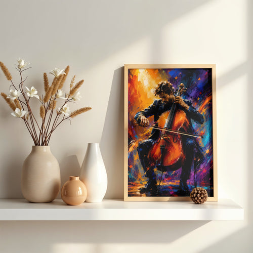 Cello Wall Art | Colorful Musician Canvas Print