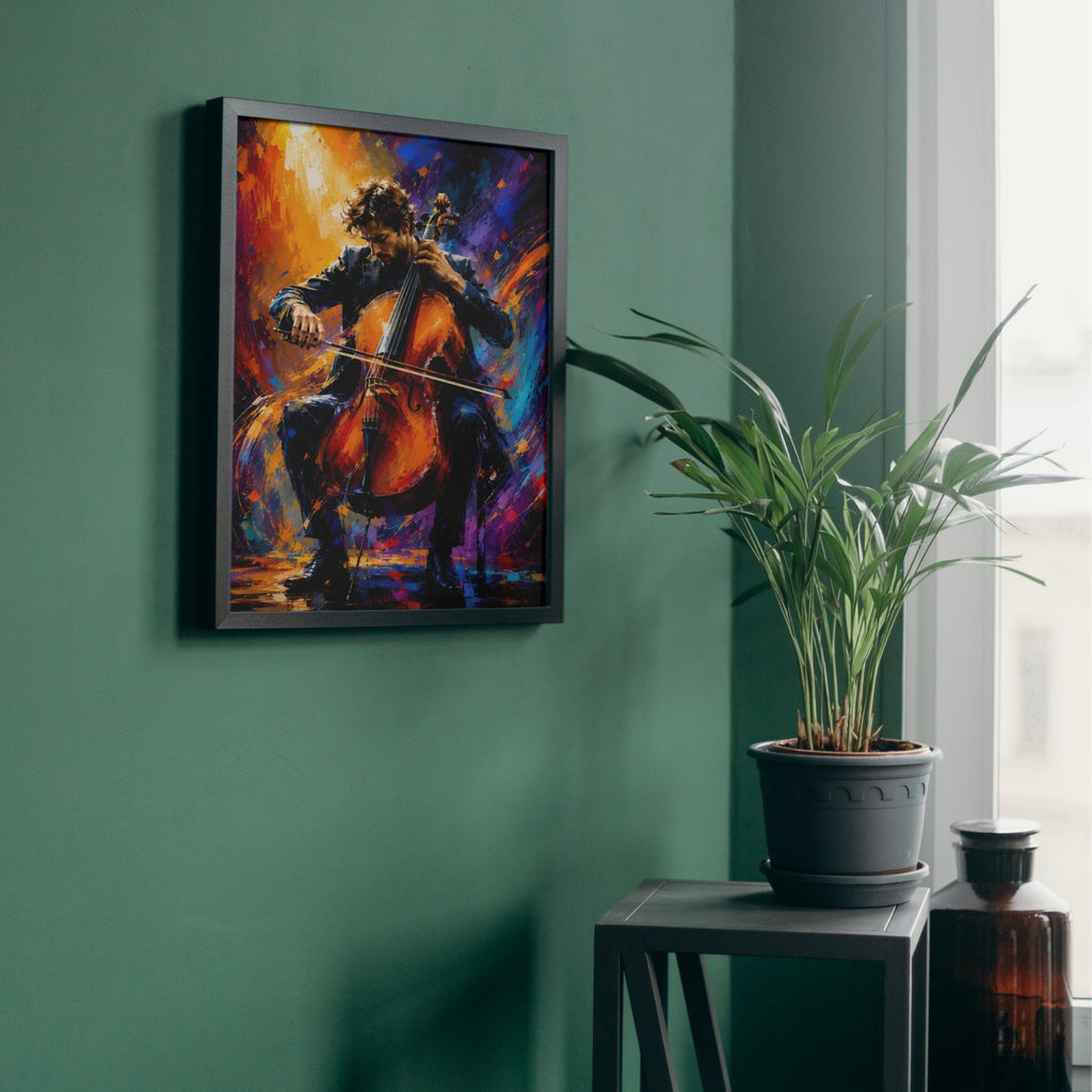 Cello Wall Art | Colorful Musician Canvas Print