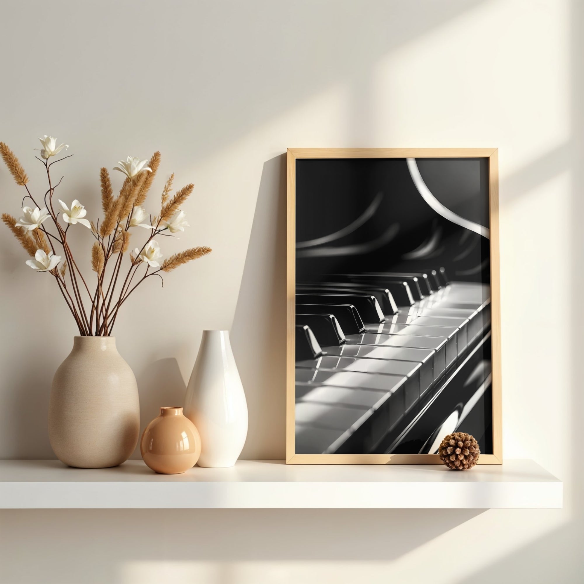 Black and White Piano Wall Art | Modern Music Canvas Print