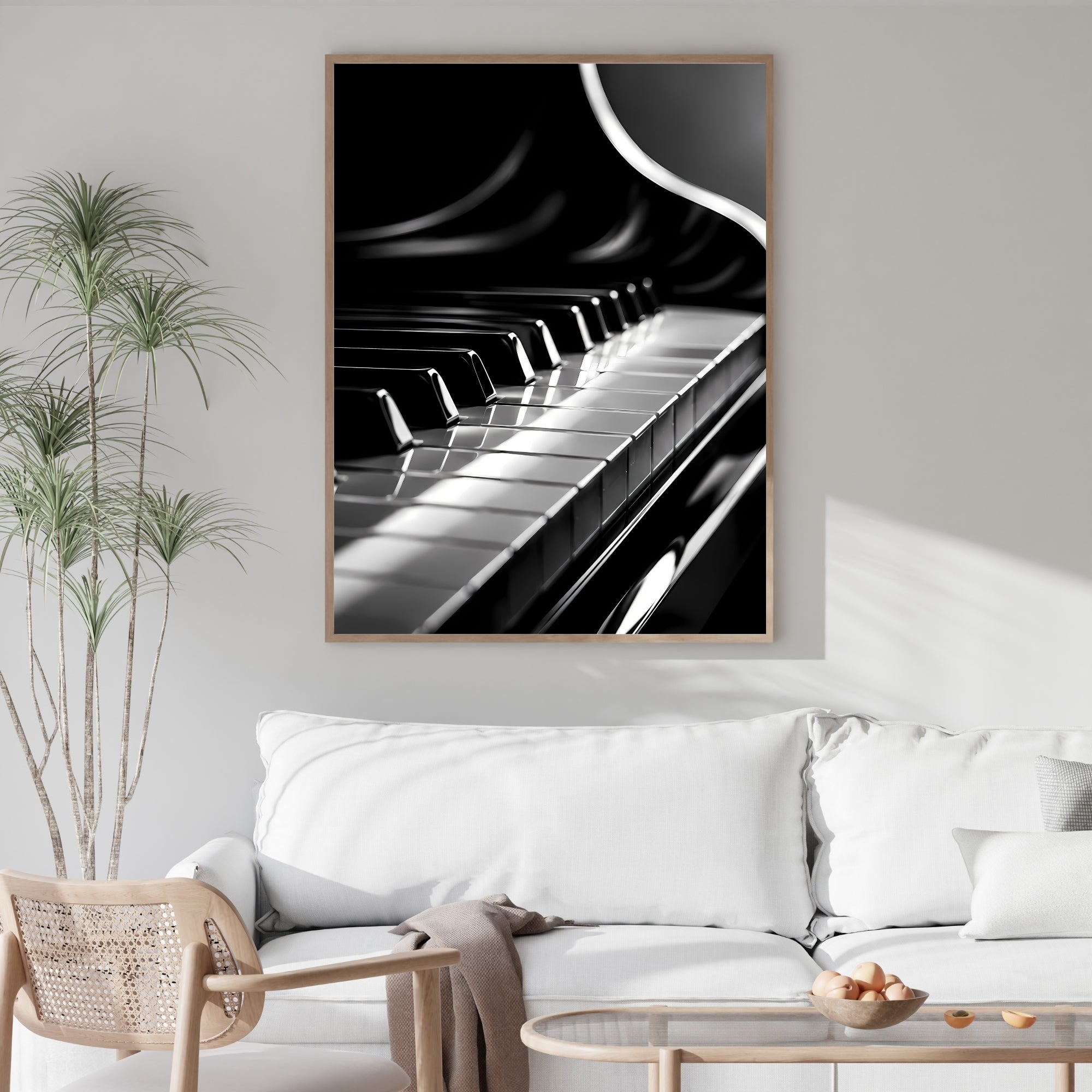 Black and White Piano Wall Art | Modern Music Canvas Print
