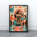 Retro Jukebox Wall Art | Vintage Music Canvas Print