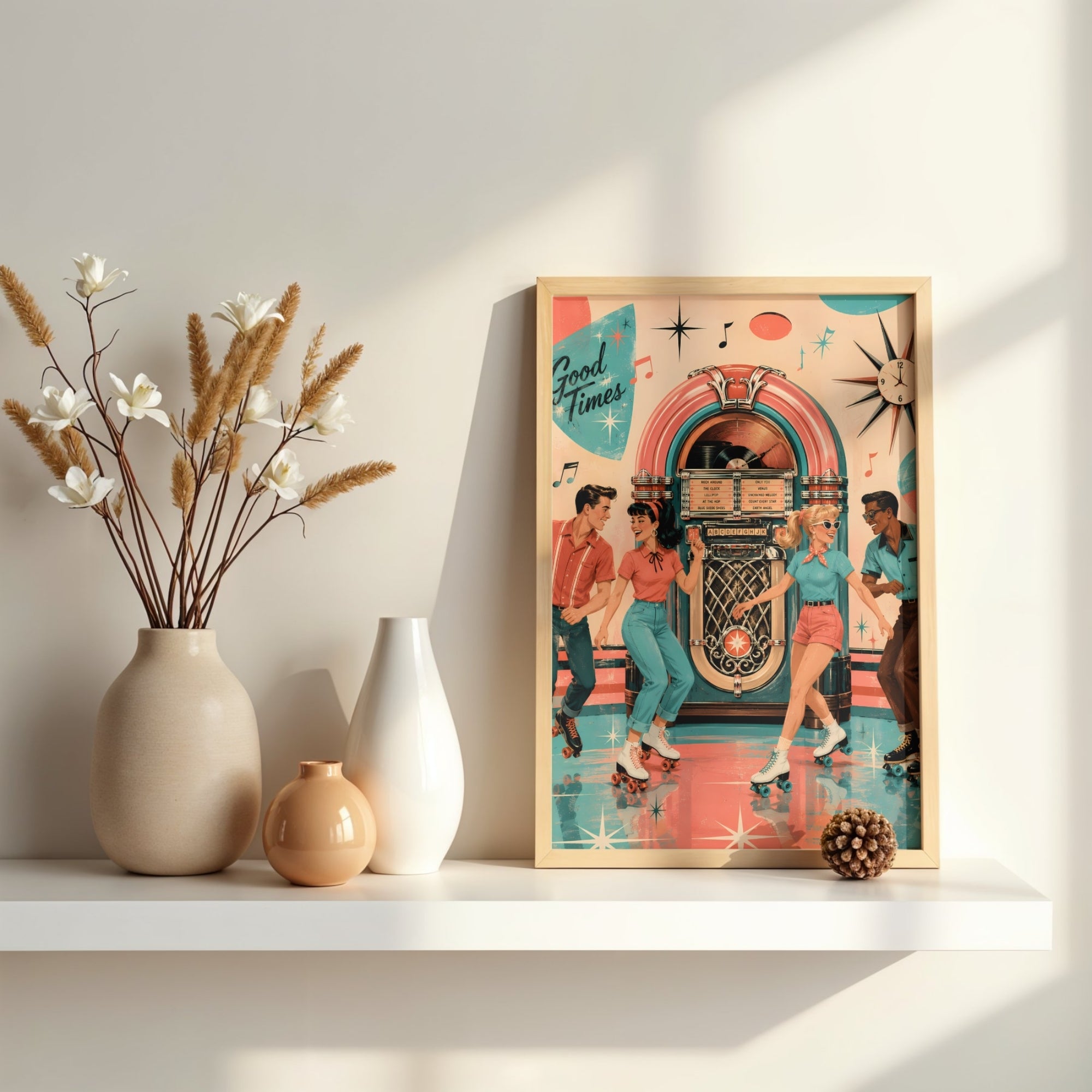 Retro Jukebox Wall Art | Vintage Music Canvas Print