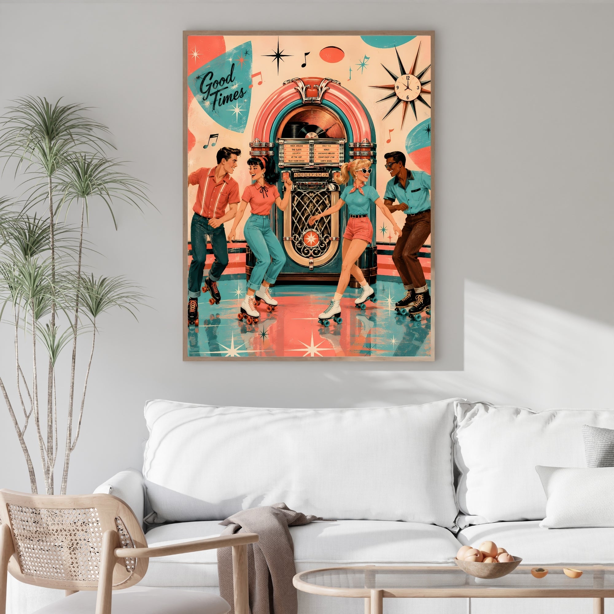 Retro Jukebox Wall Art | Vintage Music Canvas Print