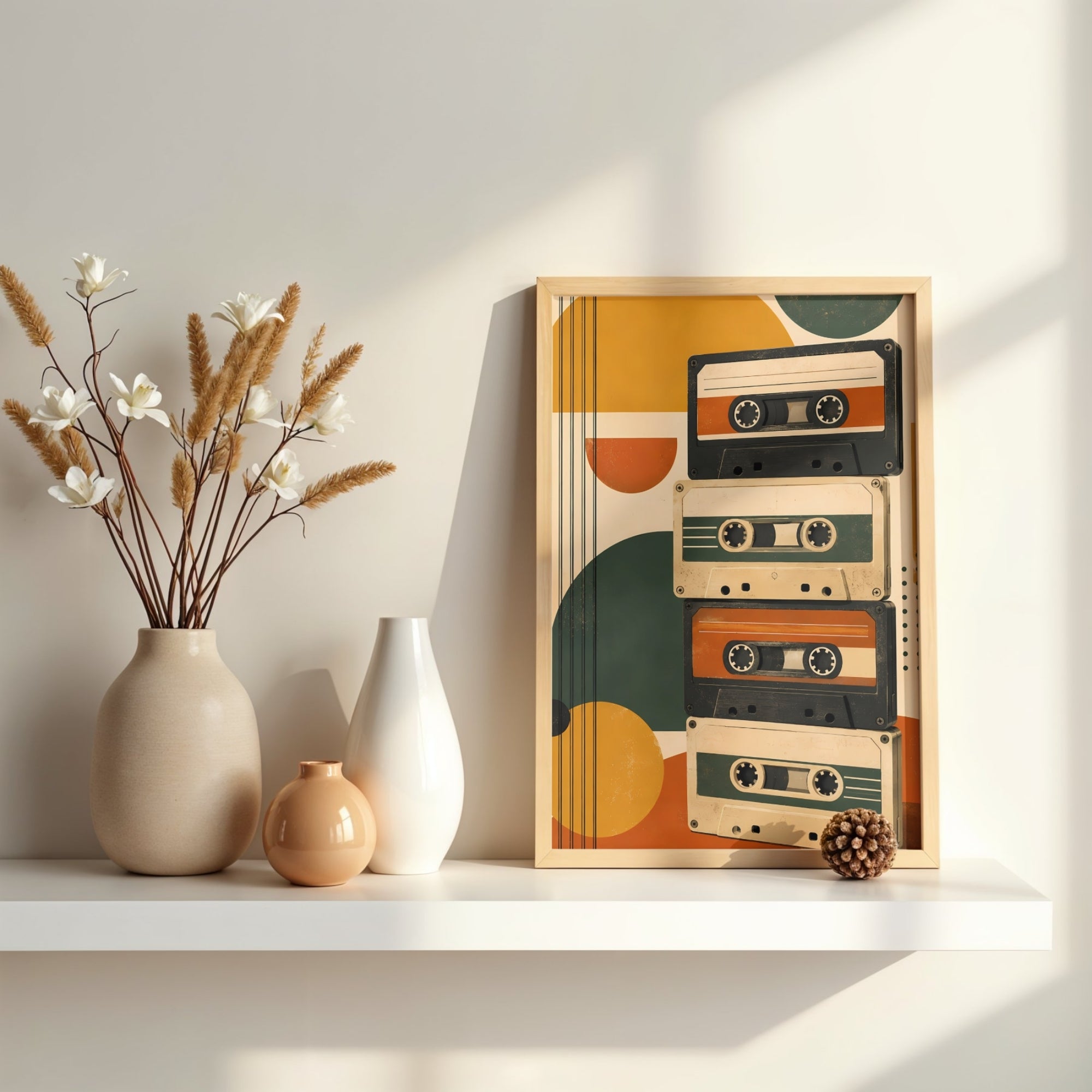 Retro Cassette Wall Art | Vintage Music Decor Print