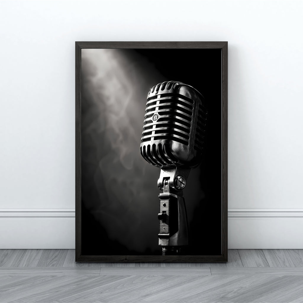 Vintage Microphone Wall Art | Music Studio Canvas Print