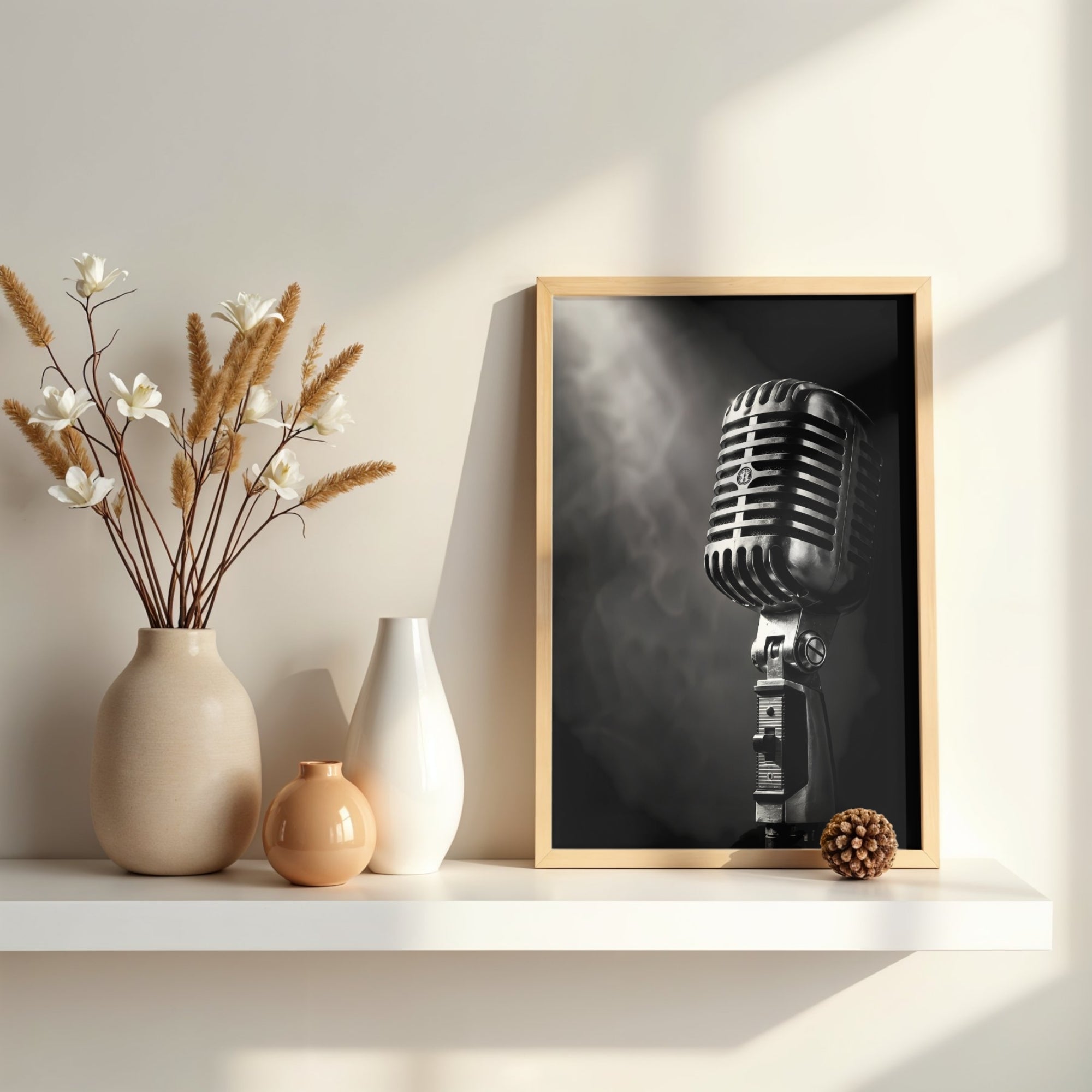 Vintage Microphone Wall Art | Music Studio Canvas Print