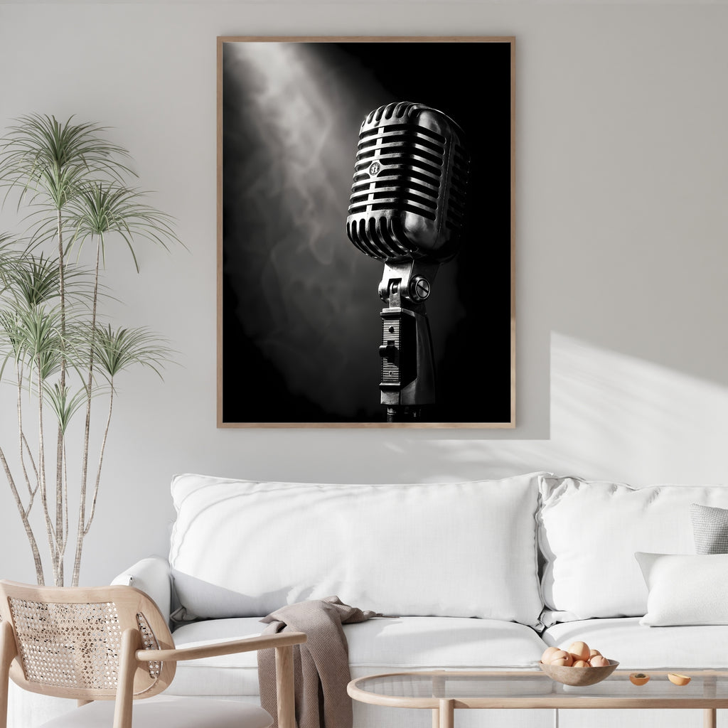 Vintage Microphone Wall Art | Music Studio Canvas Print