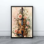 Violin Wall Art | Elegant Floral Music Canvas Print