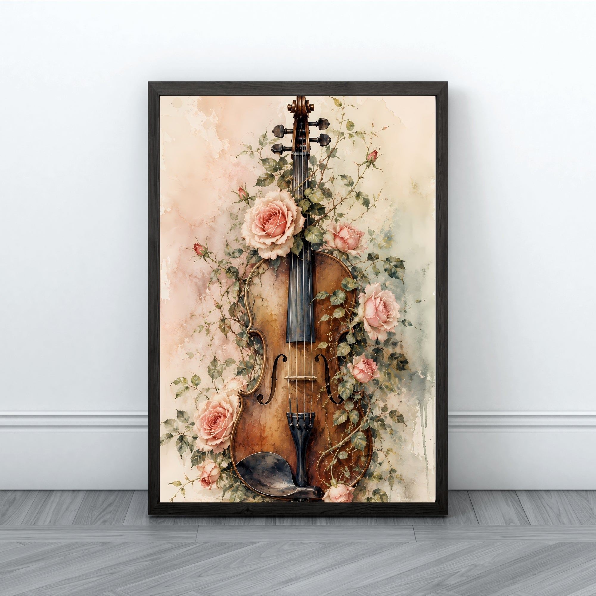 Violin Wall Art | Elegant Floral Music Canvas Print