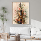 Violin Wall Art | Elegant Floral Music Canvas Print