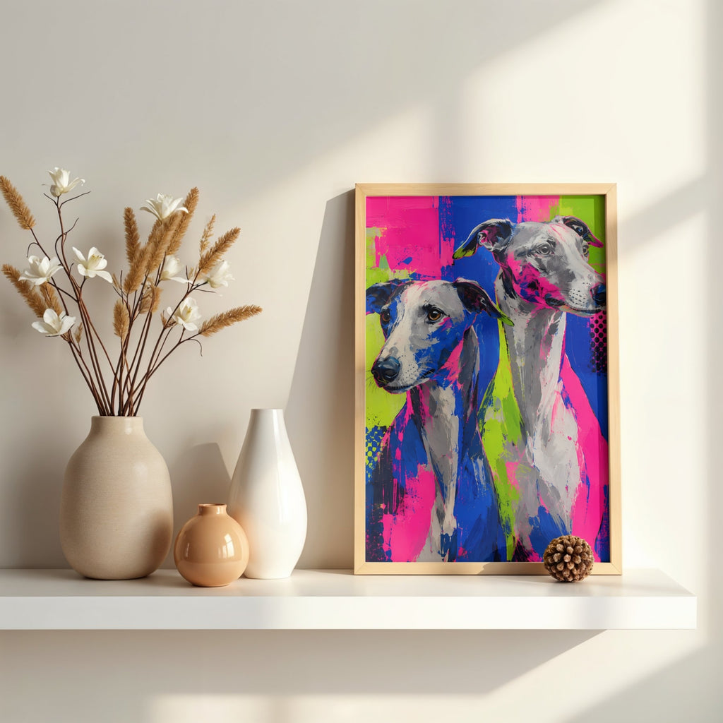 Greyhound Wall Art | Colorful Pop Art Dog Canvas Print