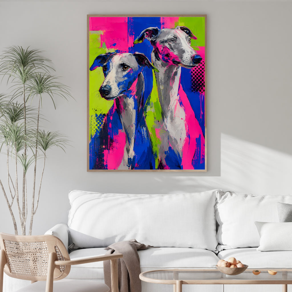 Greyhound Wall Art | Colorful Pop Art Dog Canvas Print