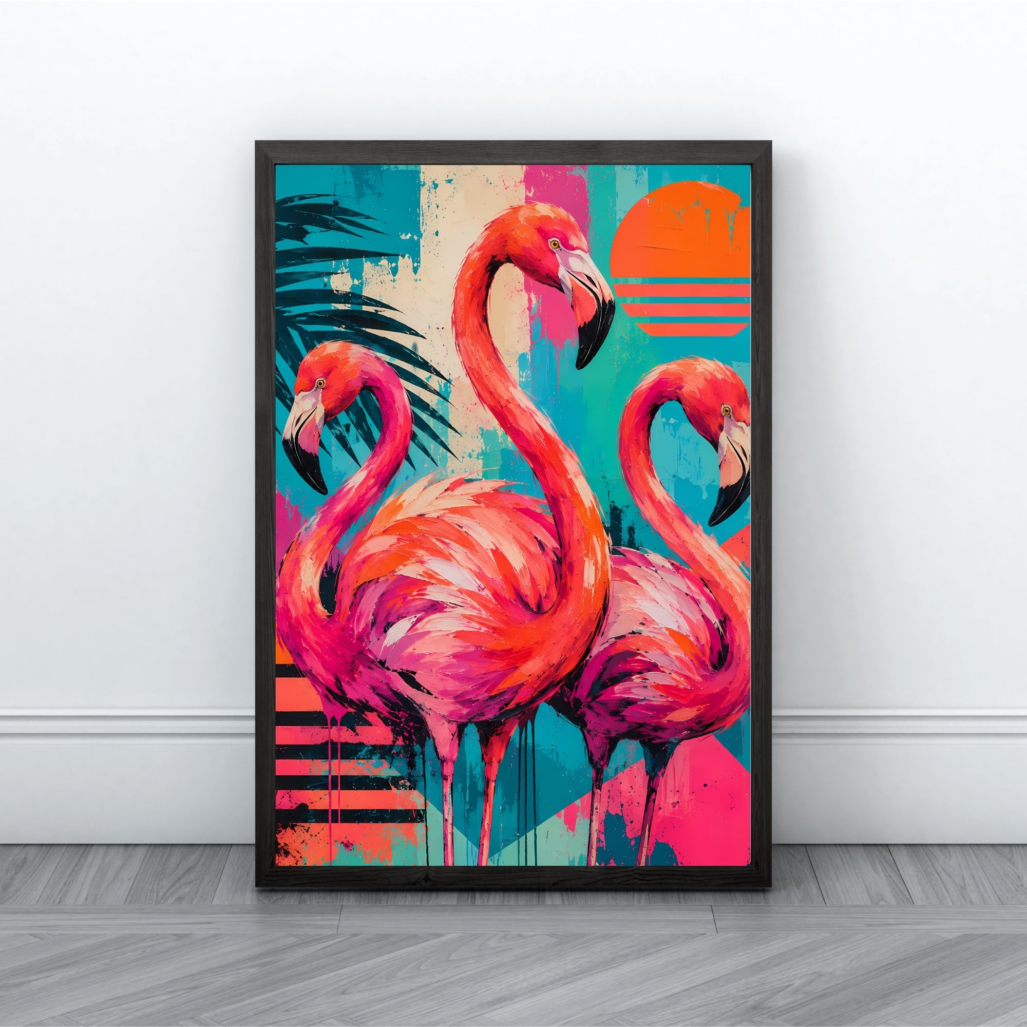 Flamingo Wall Art | Colorful Tropical Pop Art Canvas Print