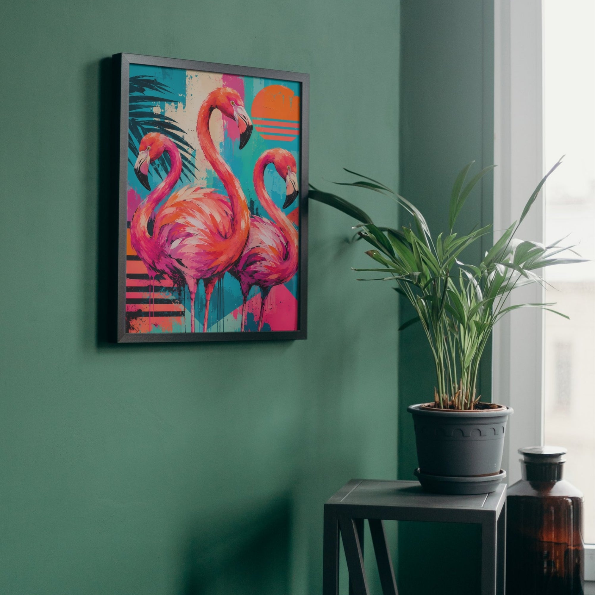 Flamingo Wall Art | Colorful Tropical Pop Art Canvas Print